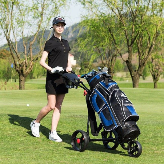 Durable Foldable Steel Golf Cart with Mesh Bag