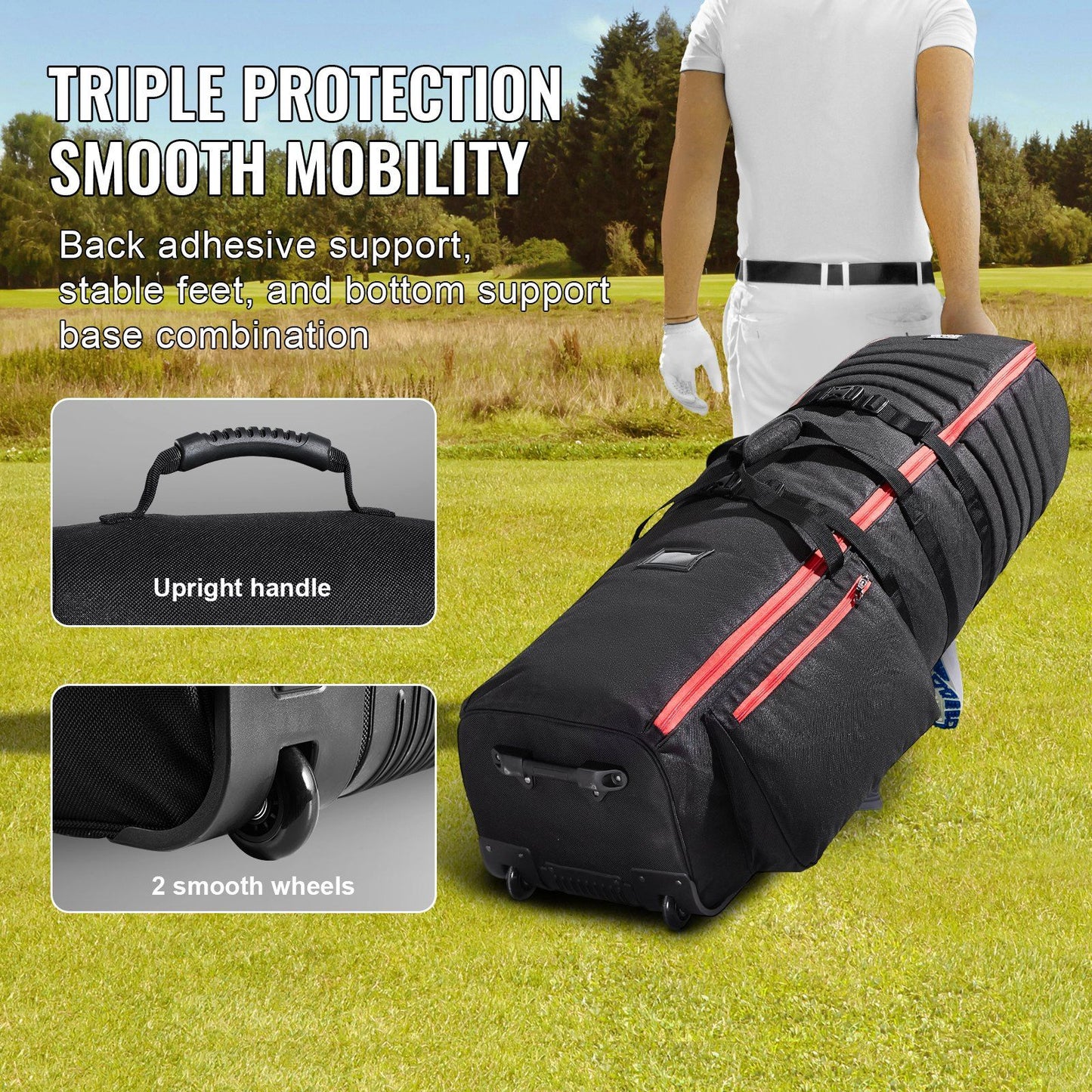 Golf Club Travel Bag Golf Luggage Case Cover with Wheels