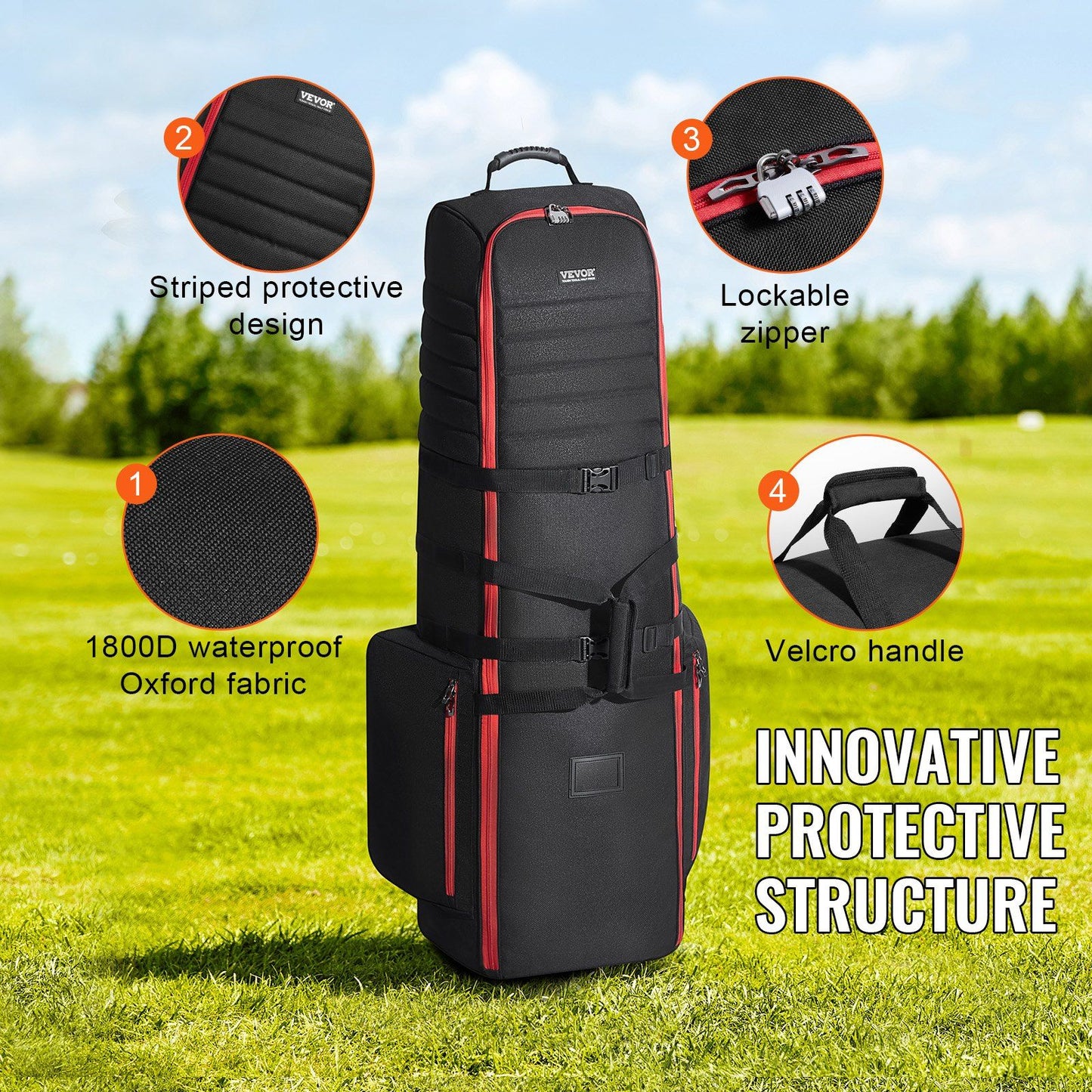 Golf Club Travel Bag Golf Luggage Case Cover with Wheels