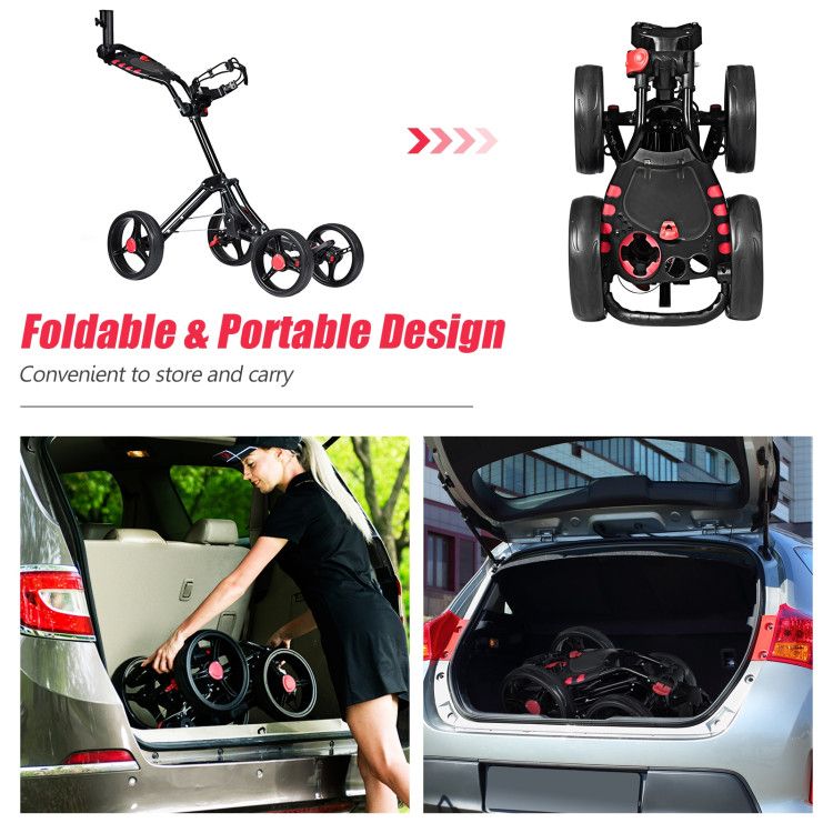 4 Wheel Folding Golf Pull Push Cart Trolley